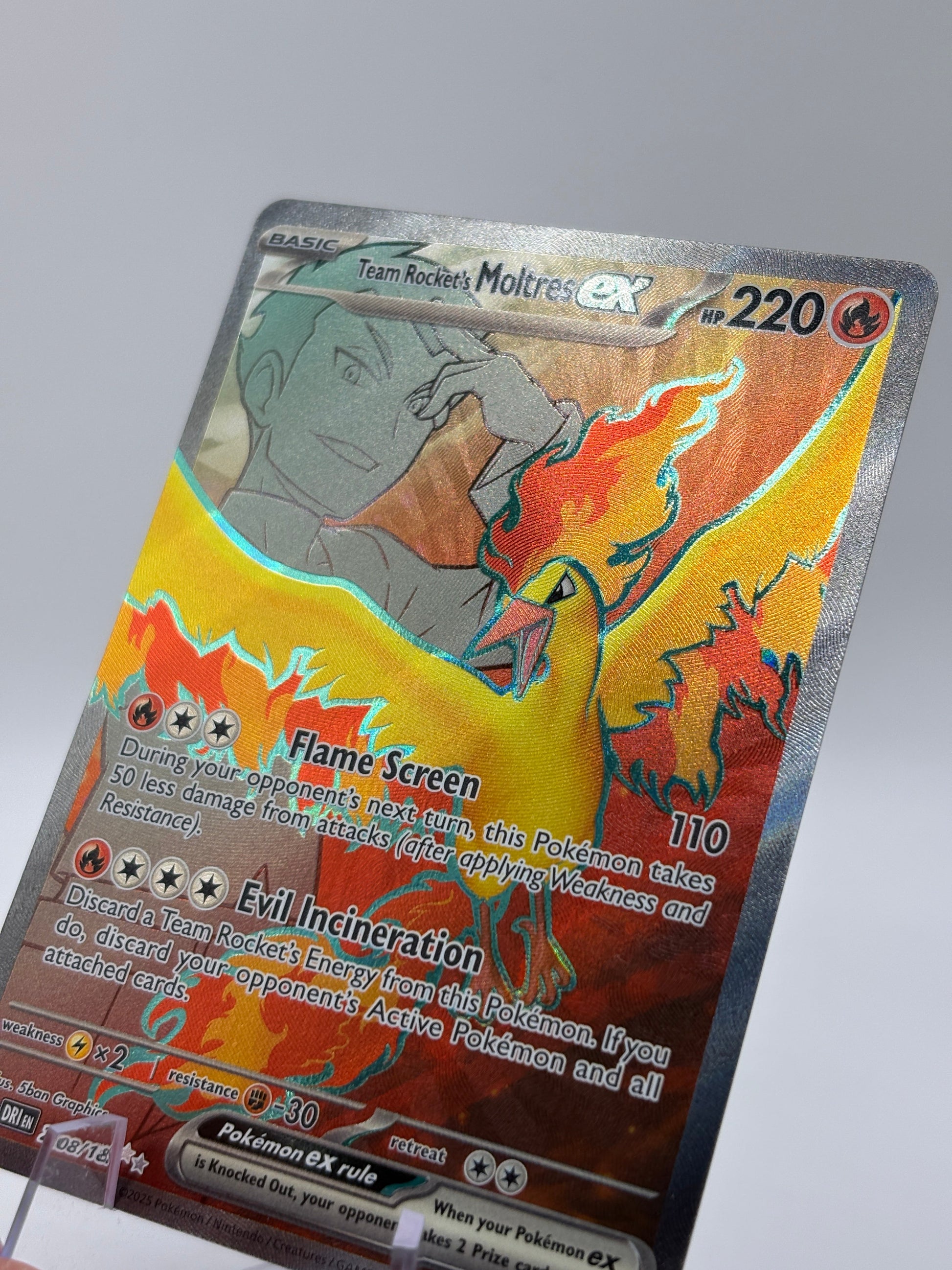 Pokemon TCG Destined Rivals - Team Rockets Moltres EX 208/182 NM FRENLY BRICKS - Open 7 Days