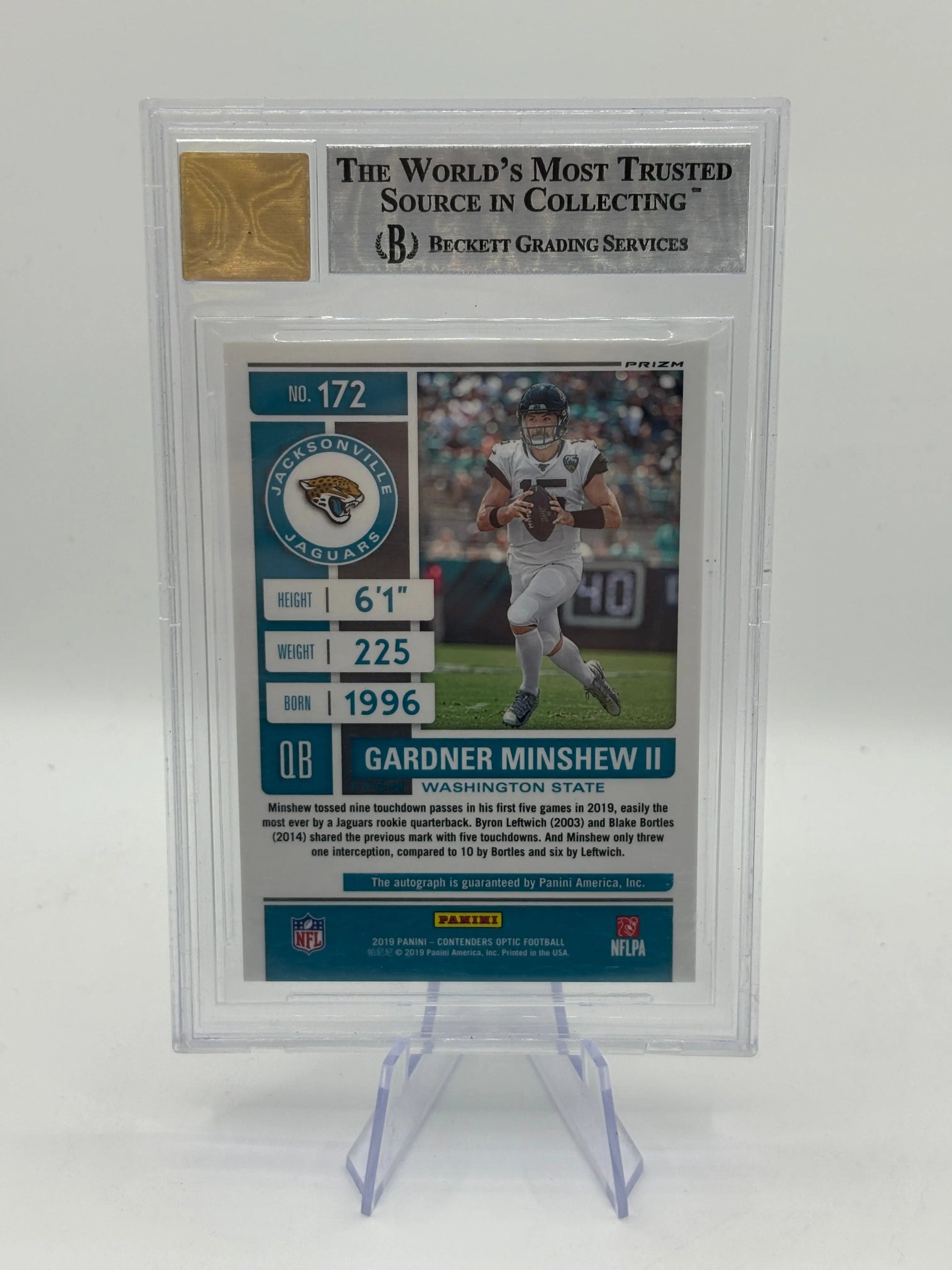 2019 Panini Contenders Optic #172 Gardner Minshew II AUTO BECKETT 9 AUTO 10 FRENLY BRICKS - Open 7 Days