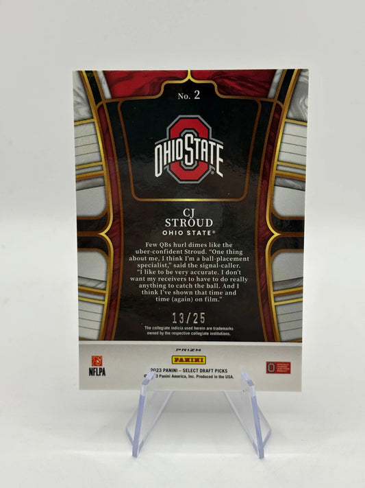 2023 Panini Select Draft C.J. Stroud Red & Green Squares Prizm RC #d /25 FRENLY BRICKS - Open 7 Days