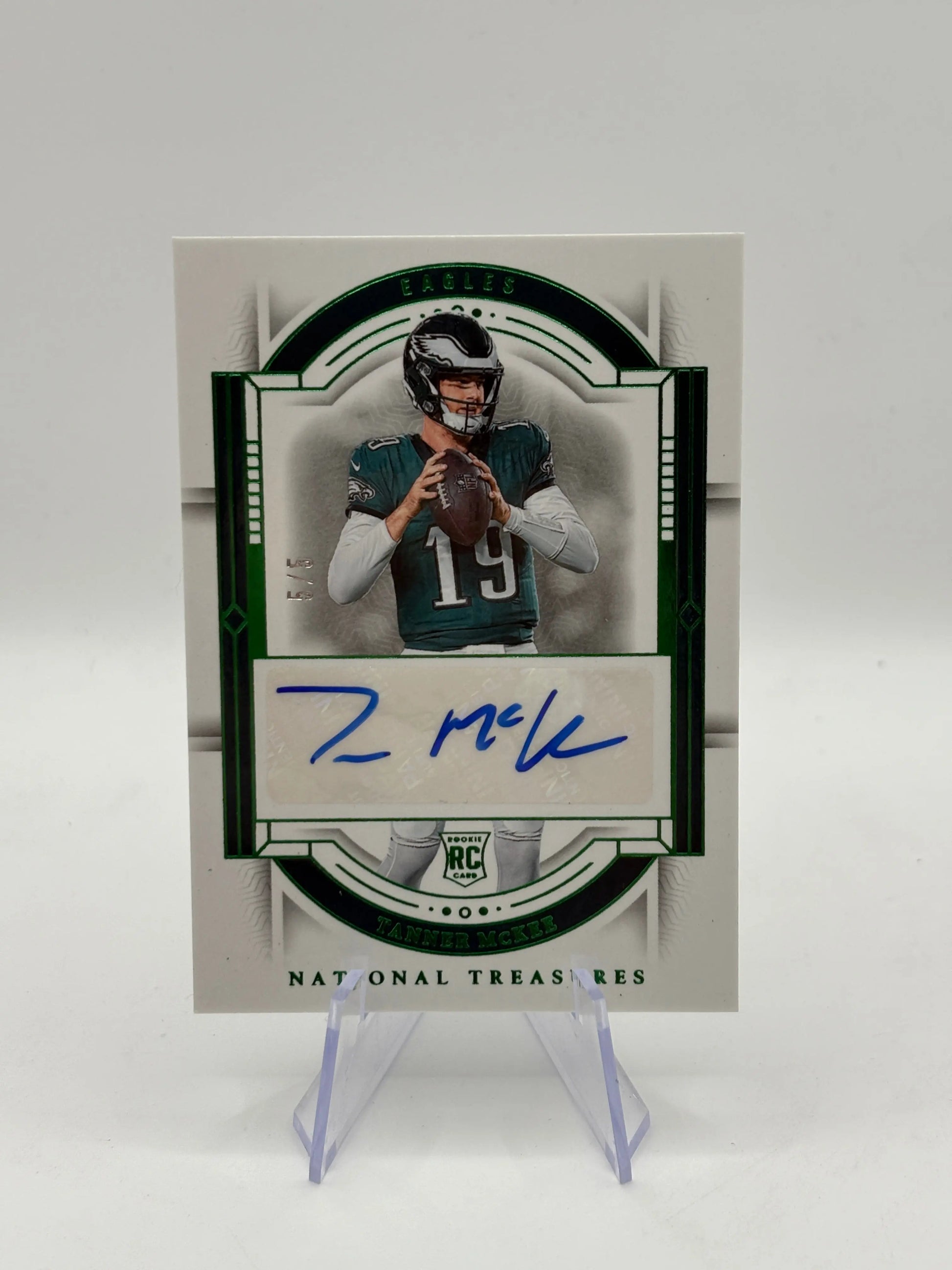 2023 Tanner McKee National Treasures Auto Green /5 Rookie Eagles QB SP FRENLY BRICKS - Open 7 Days