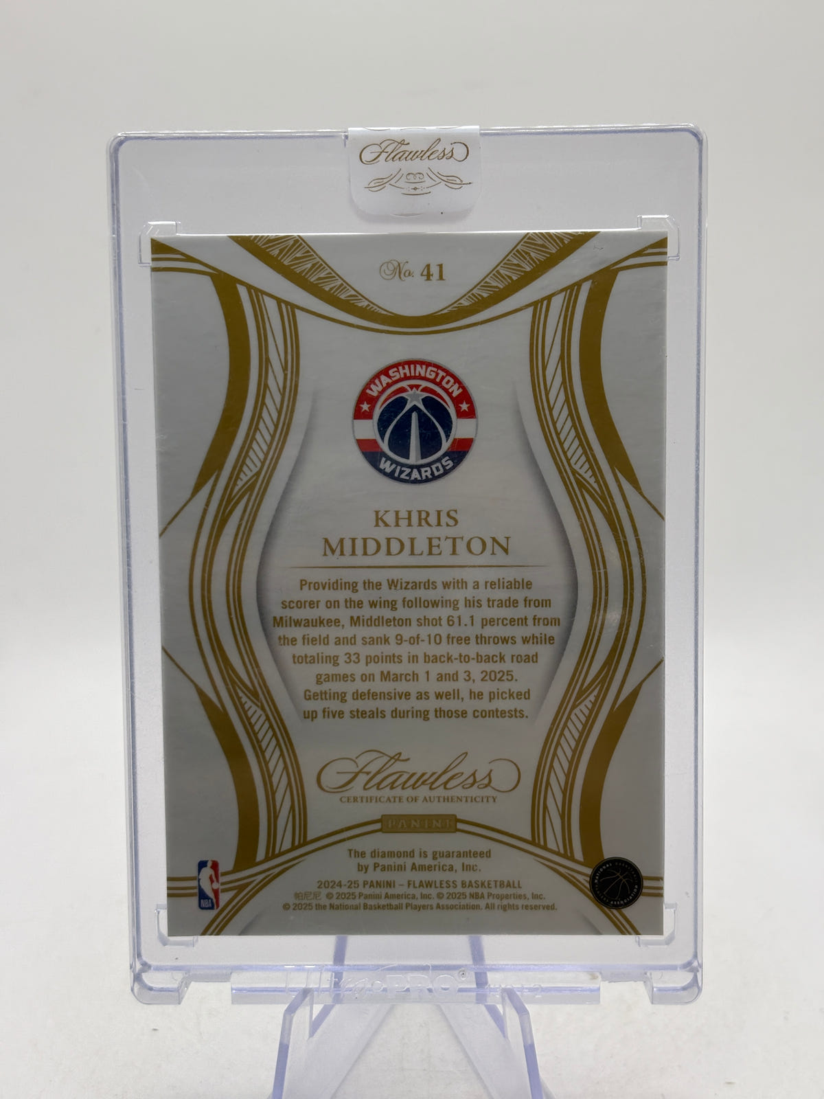 Khris Middleton 2024-25 Panini Flawless 15/20 Silver Parallel Diamond #41 image 2