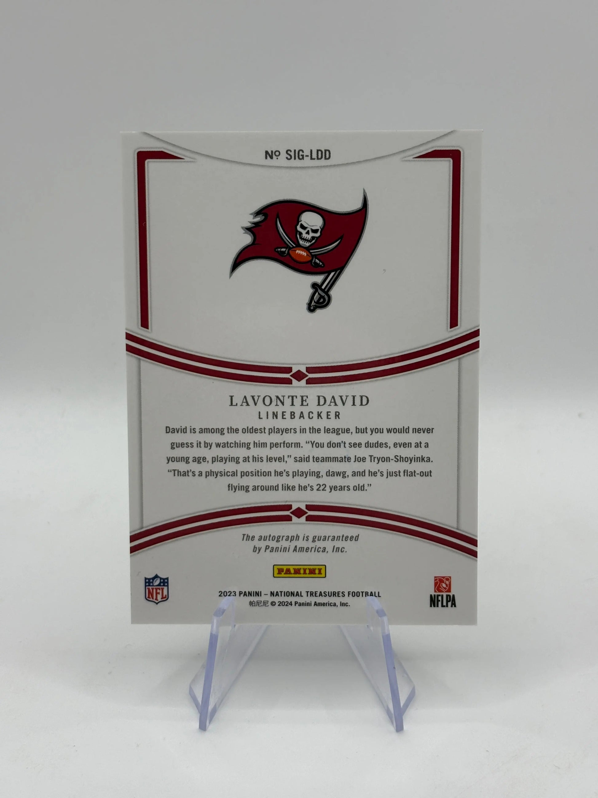 2023 National Treasures Lavonte David Signatures Auto #/49 FRENLY BRICKS - Open 7 Days