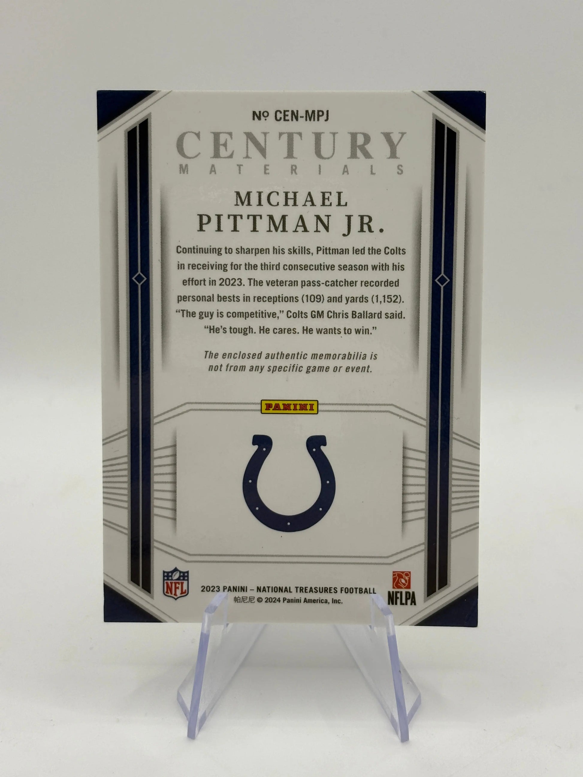 2023 Panini National Treasures Football Century Materials Michael Pittman Jr. /49 FRENLY BRICKS - Open 7 Days