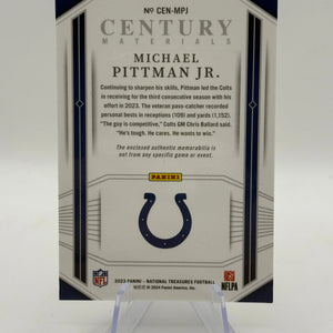 2023 Panini National Treasures Football Century Materials Michael Pittman Jr. /49 FRENLY BRICKS - Open 7 Days