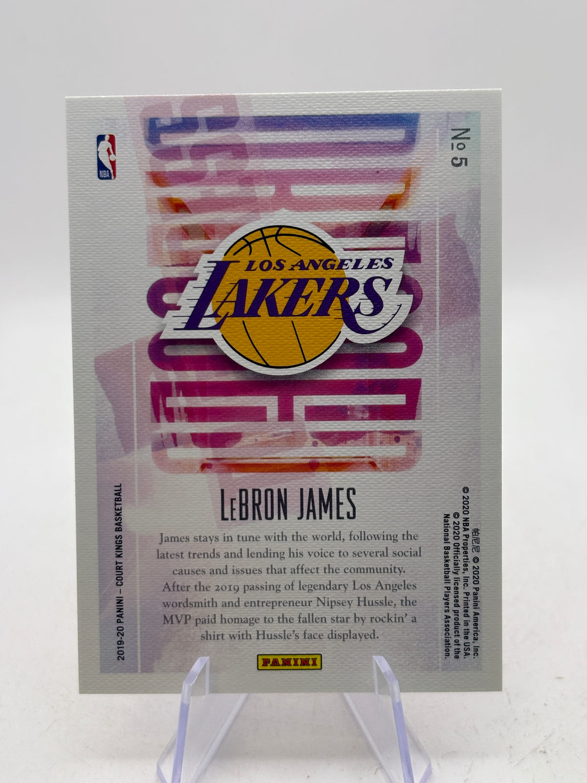 2019-20 Panini Court Kings LeBron James # Dressed to imPRESS Lakers Card image 2