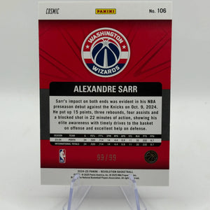 2024-2025 Panini Revolution Alexandre Sarr RC Rookie Revolution Cosmic 99/99 #16 FRENLY BRICKS - Open 7 Days