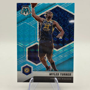 2020-21 Panini Mosaic Myles Turner #25 Fluorescent Blue Mosaic Prizm /15 FRENLY BRICKS - Open 7 Days