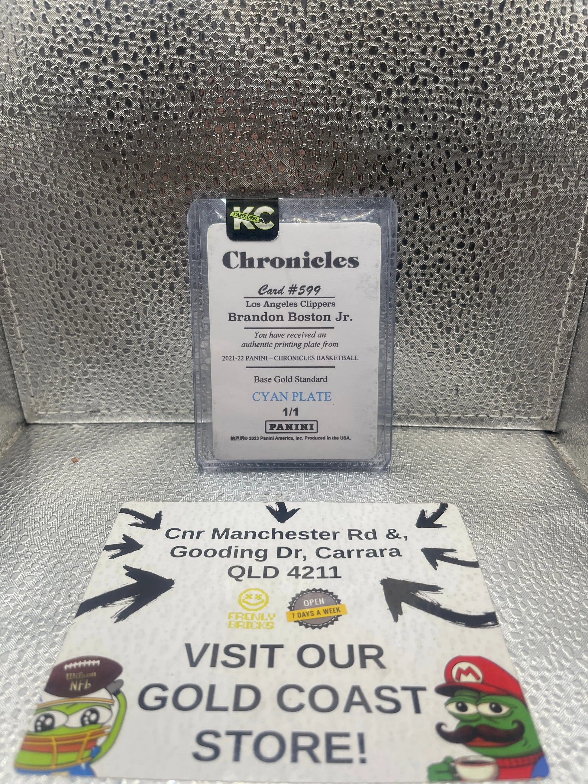 Panini Chronicles Los Angeles Clippers Brandon Boston Jr. #599 BASE GOLD STANDARD CYAN PLATE 1/1 FRENLY BRICKS - Open 7 Days