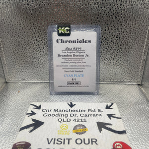 Panini Chronicles Los Angeles Clippers Brandon Boston Jr. #599 BASE GOLD STANDARD CYAN PLATE 1/1 FRENLY BRICKS - Open 7 Days