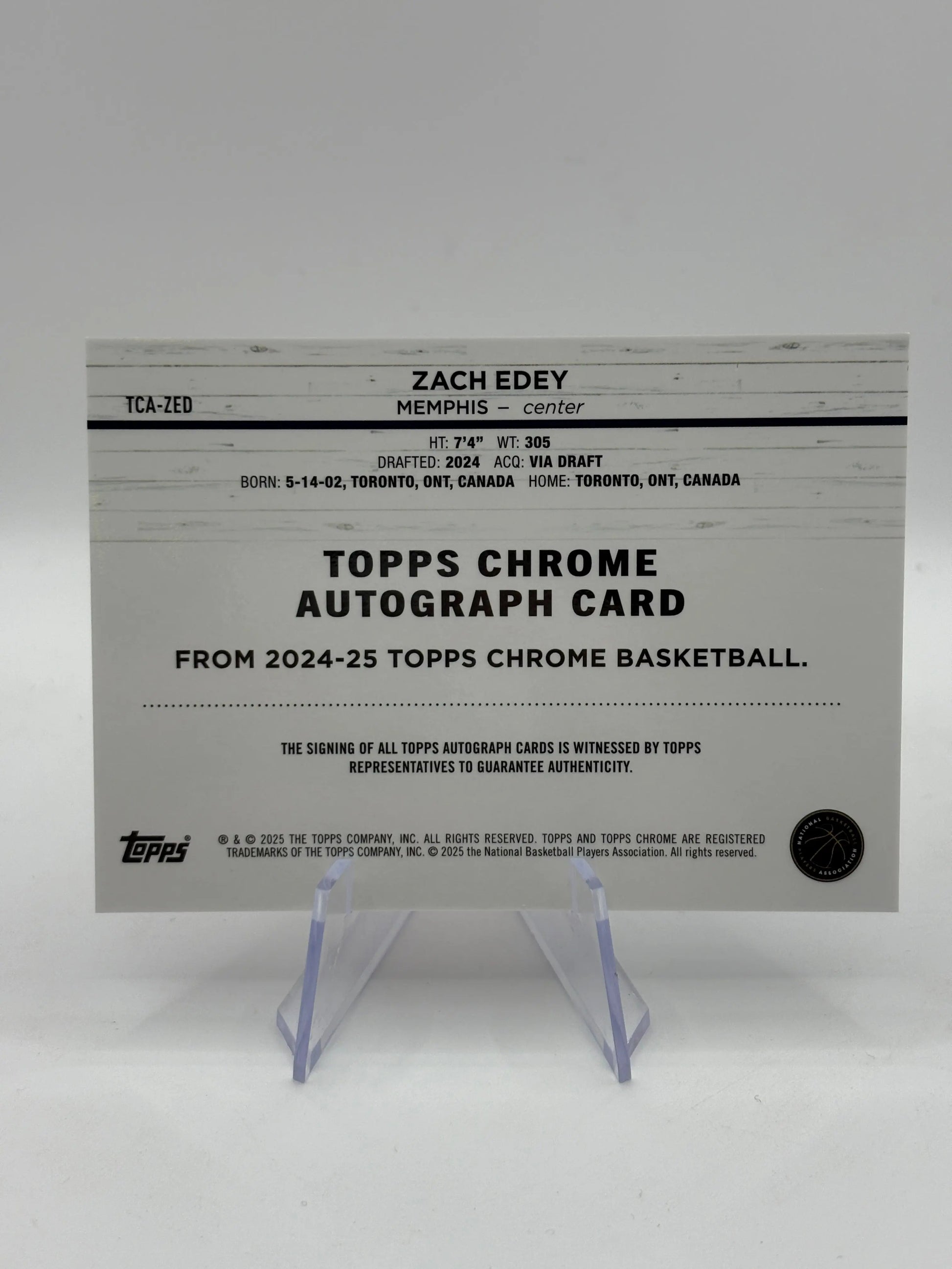 2024-25 Topps Chrome Basketball ZACH EDEY Topps Chrome Rookie Auto Base #ZED FRENLY BRICKS - Open 7 Days