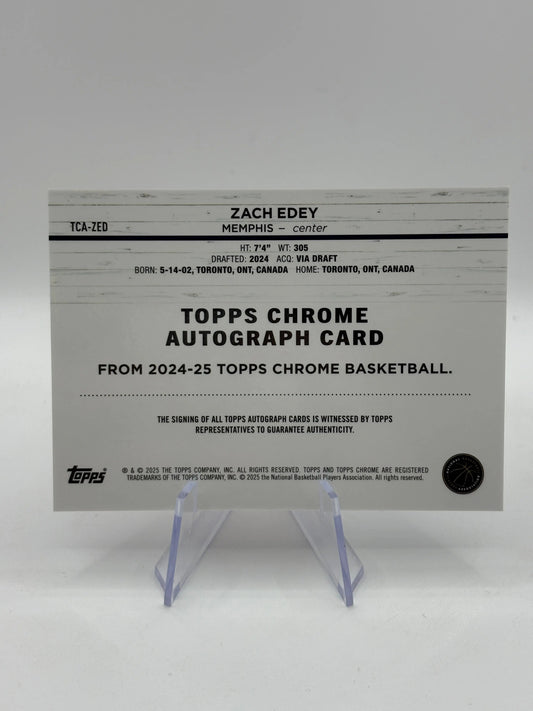 2024-25 Topps Chrome Basketball ZACH EDEY Topps Chrome Rookie Auto Base #ZED FRENLY BRICKS - Open 7 Days