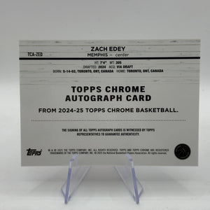 2024-25 Topps Chrome Basketball ZACH EDEY Topps Chrome Rookie Auto Base #ZED FRENLY BRICKS - Open 7 Days