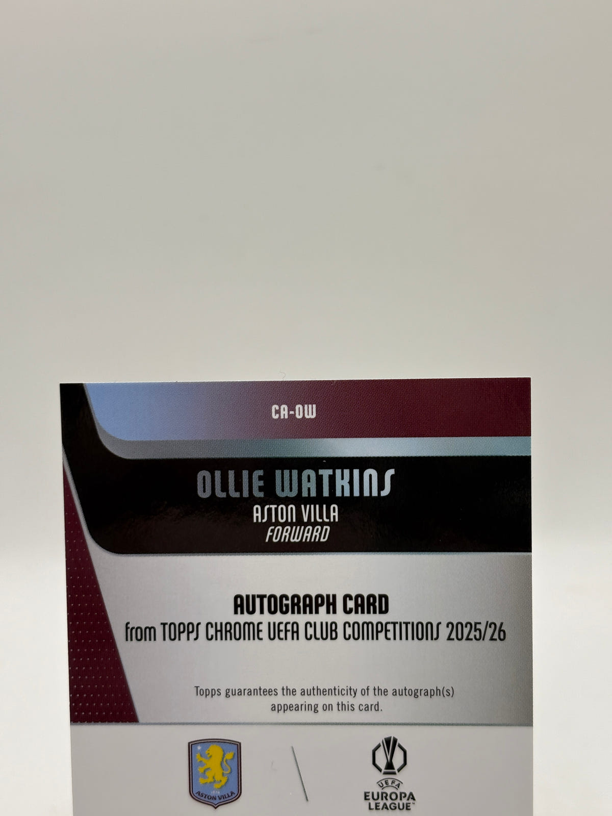 2025-26 Topps Chrome Uefa Club Competitions - Ollie Watkins Auto Aqua 059/199 image 3