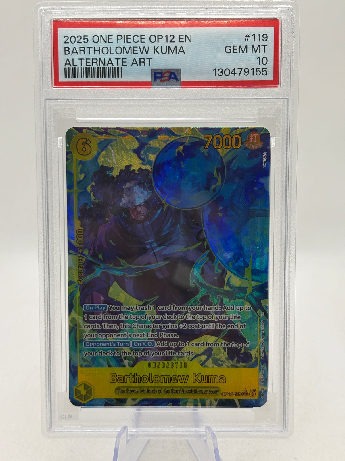 2025 One Piece OP12 - Bartholomew Kuma OP12-119 SEC* PSA 10 image 1