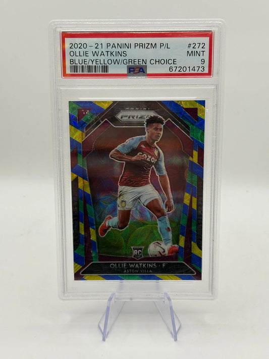 2020-21 Panini Prizm #272 Ollie Watkins PSA 9 BLUE/YELLOW/GREEN CHOICE FRENLY BRICKS - Open 7 Days