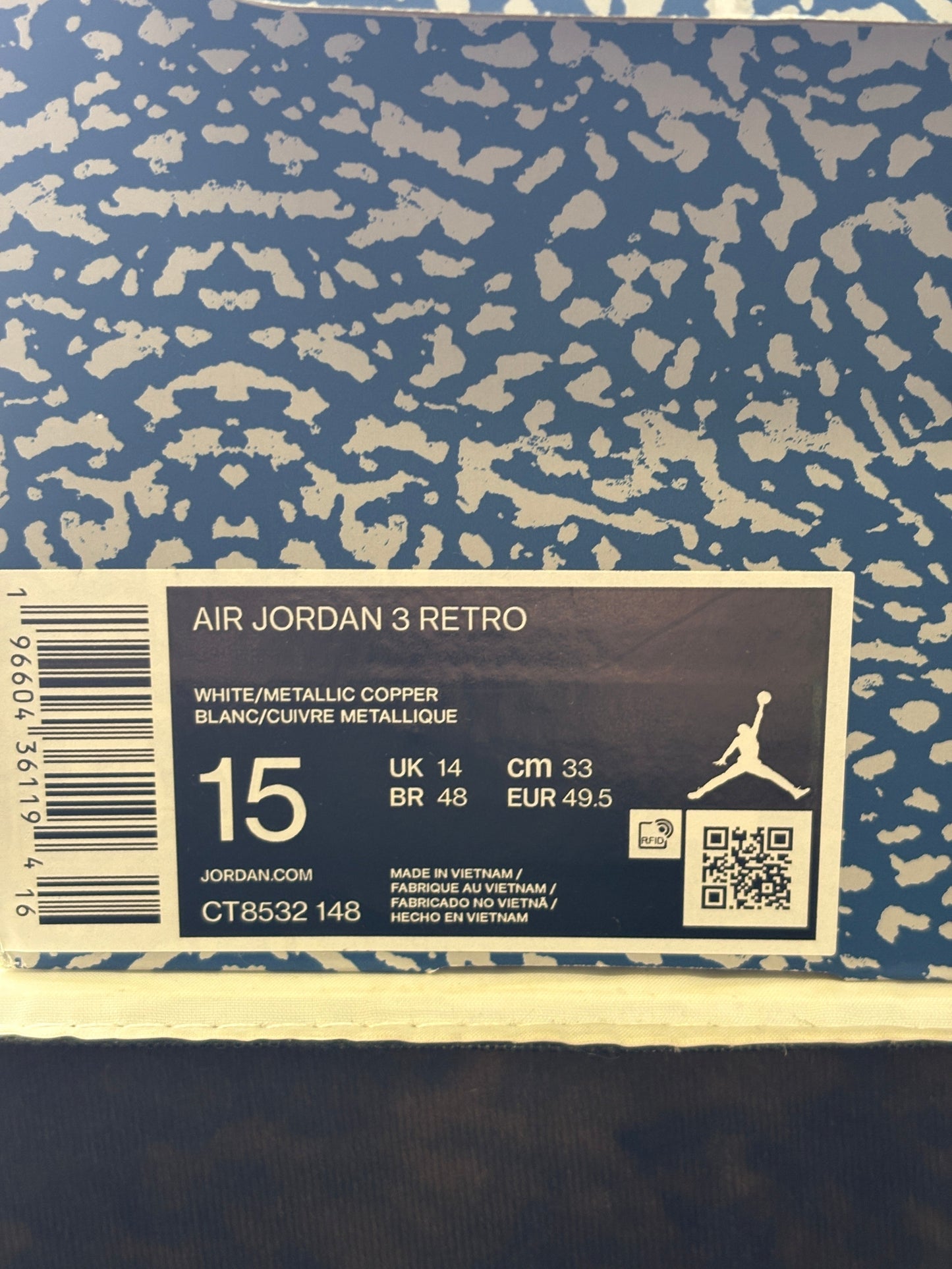 Air Jordan 3 Retro Washington Wizards - CT8532 148 SIZE US 15 USED FRENLY BRICKS - Open 7 Days