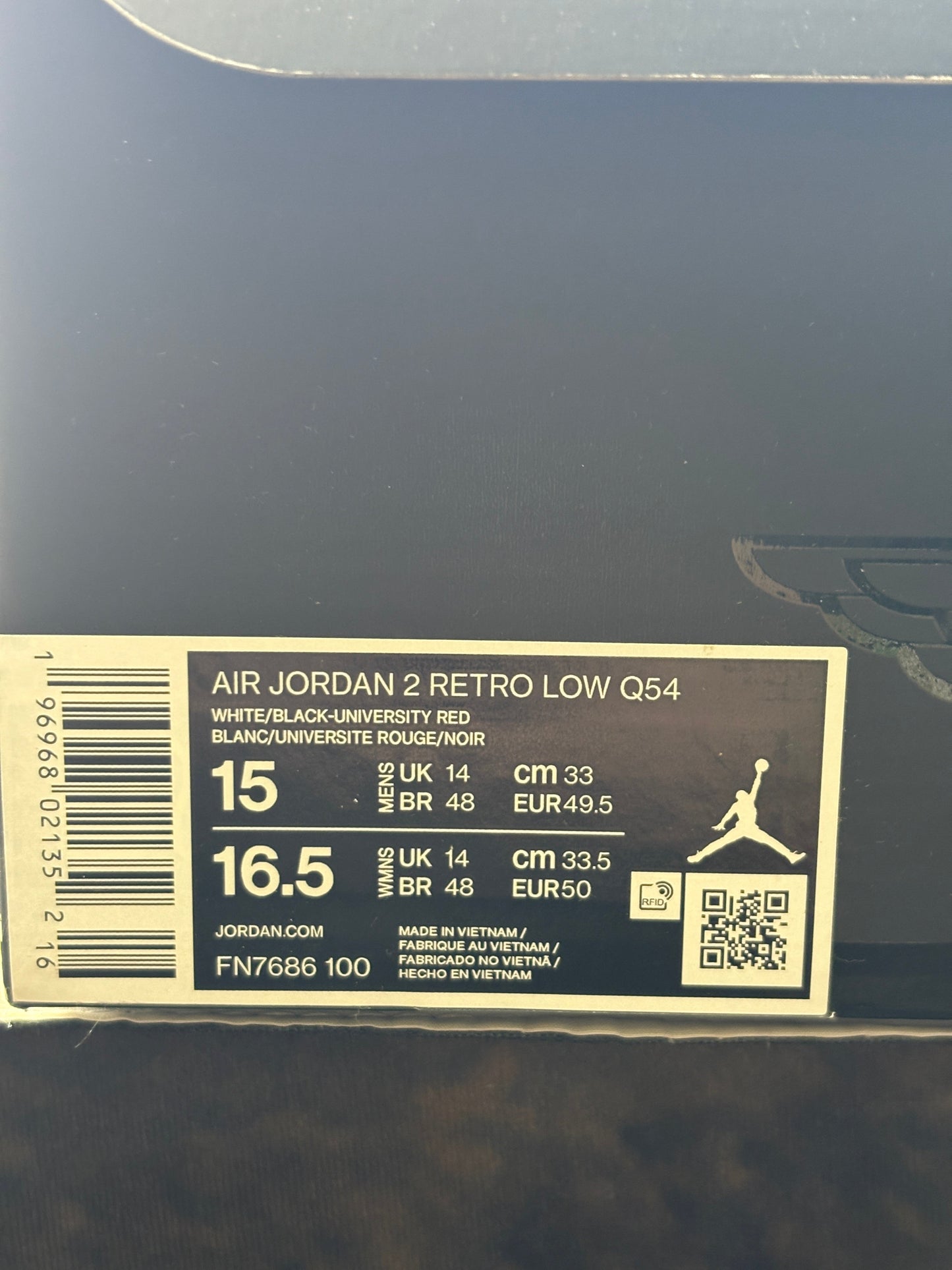 Air Jordan 2 Retro Low Q54 FN7686 100 SIZE US 15 USED FRENLY BRICKS - Open 7 Days