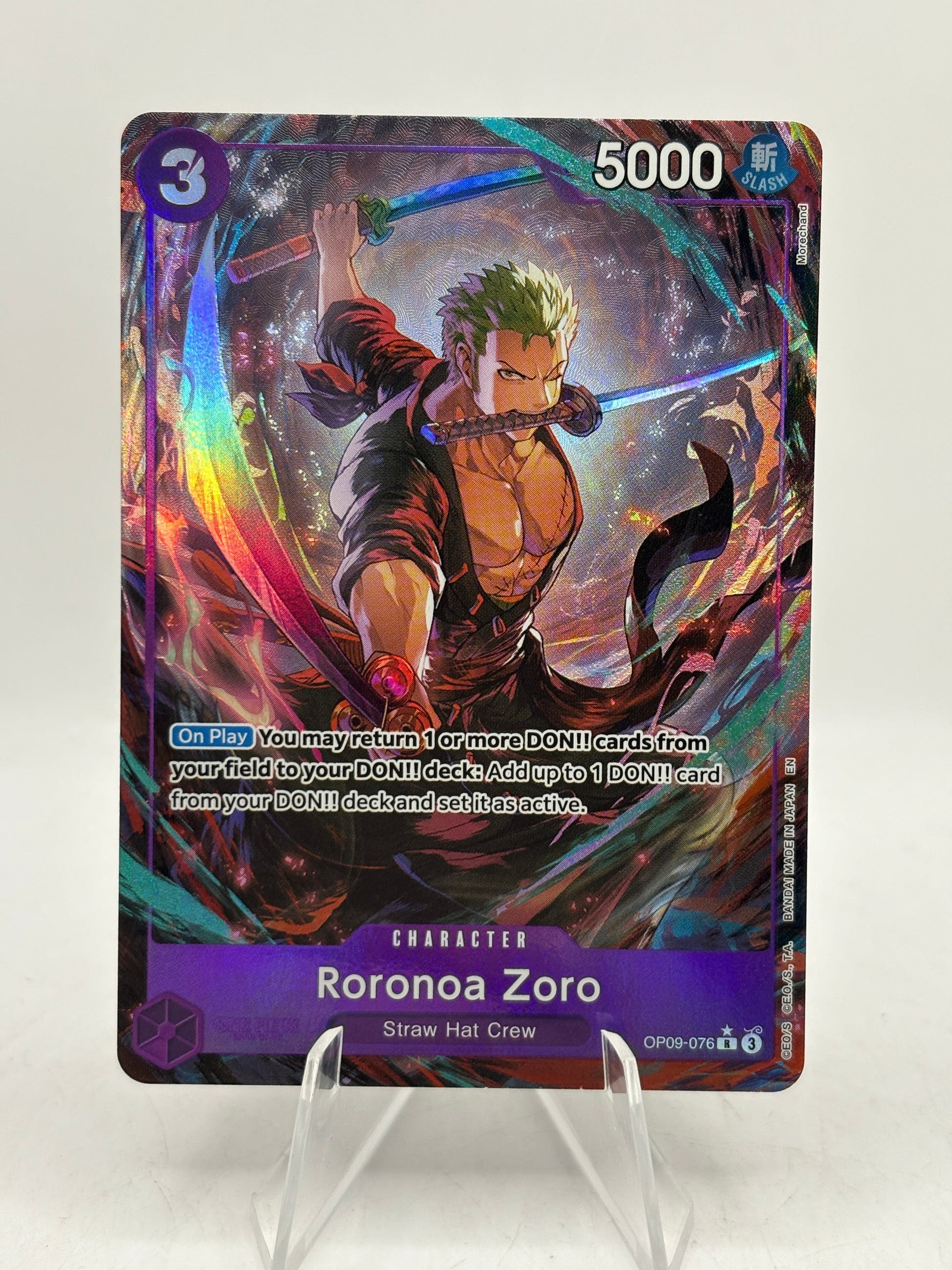 One Piece TCG OP09 - Roronoa Zoro OP09-076 R* Alt Art NM FRENLY BRICKS - Open 7 Days image 1