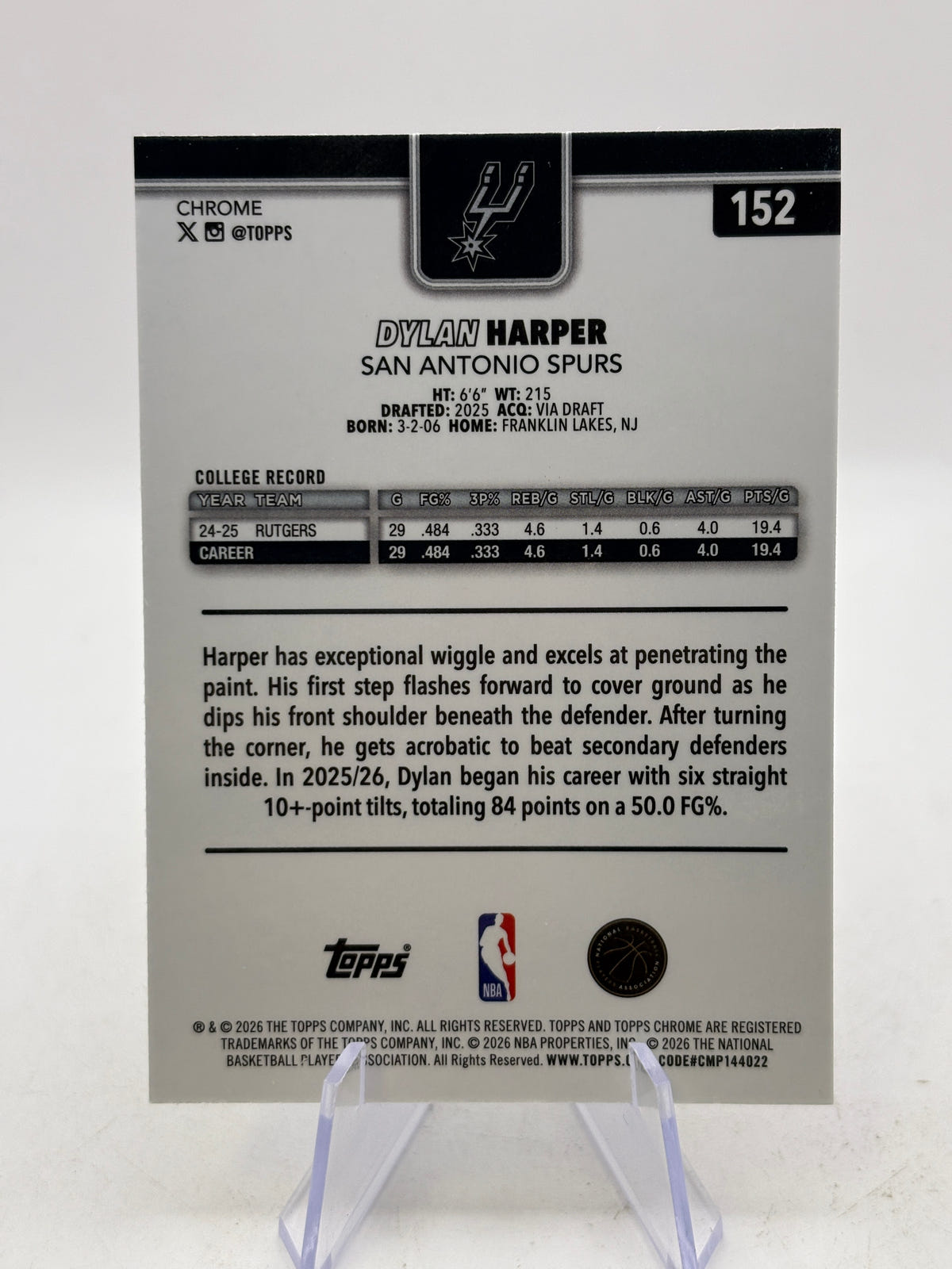 2025-26 Topps Chrome Update Dylan Harper Ray Wave image 2