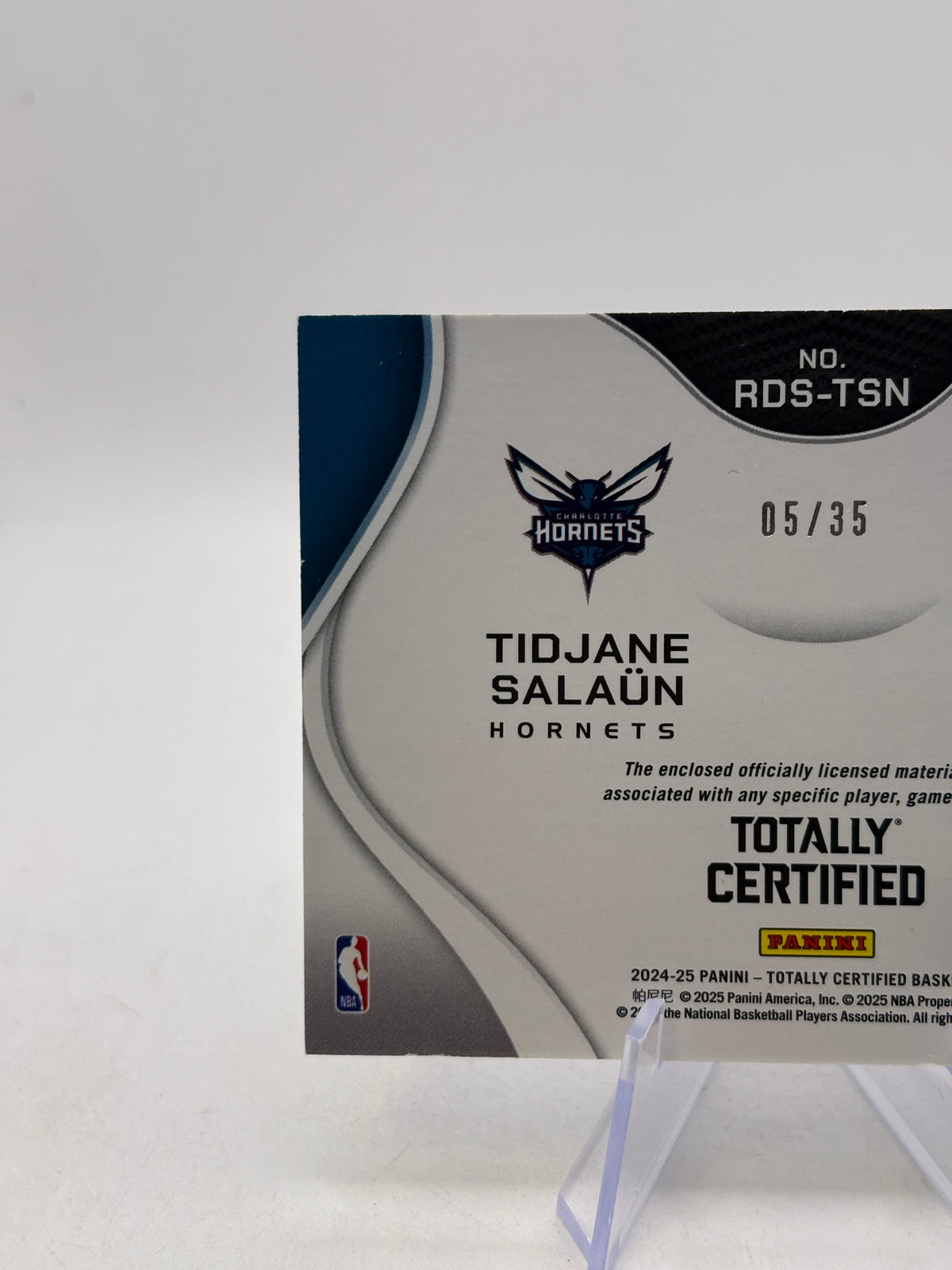 2024-25 Panini Totally Certified #RDS-TSN Tidjane Salaun Nikola Topic 05/35 Blue Camo Dual Patch image 3