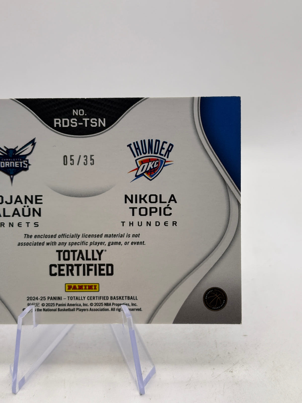 2024-25 Panini Totally Certified #RDS-TSN Tidjane Salaun Nikola Topic 05/35 Blue Camo Dual Patch image 4