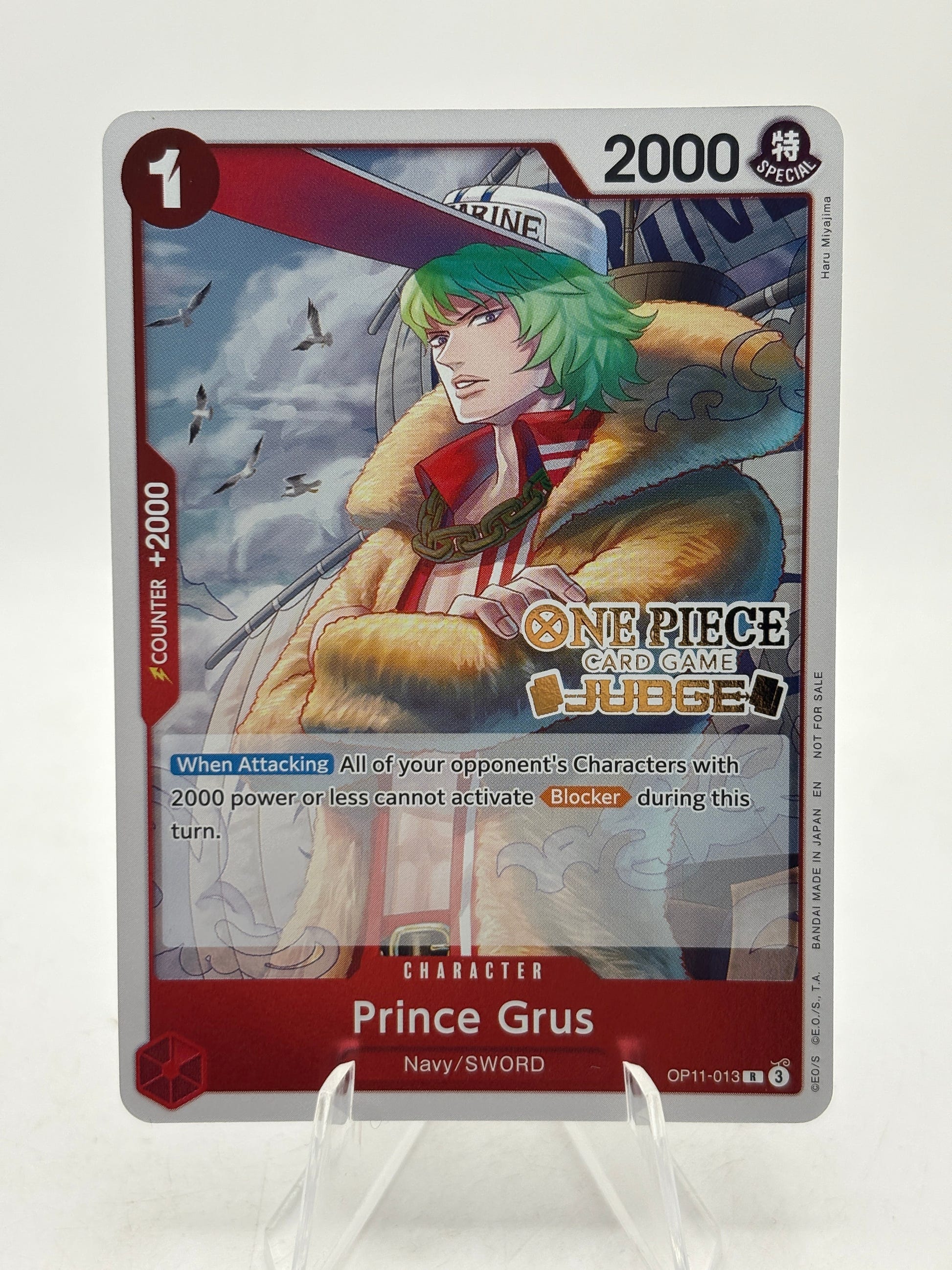 One Piece TCG OP11 - Prince Grus OP11-013 R Judge Stamp Promo FRENLY BRICKS - Open 7 Days image 1