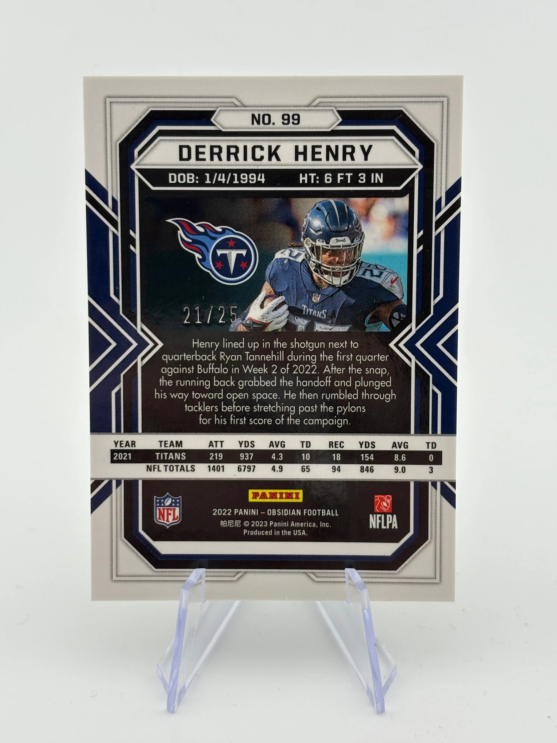 2022 Derrick Henry Obsidian /25 Yellow Tennessee Titans FRENLY BRICKS - Open 7 Days