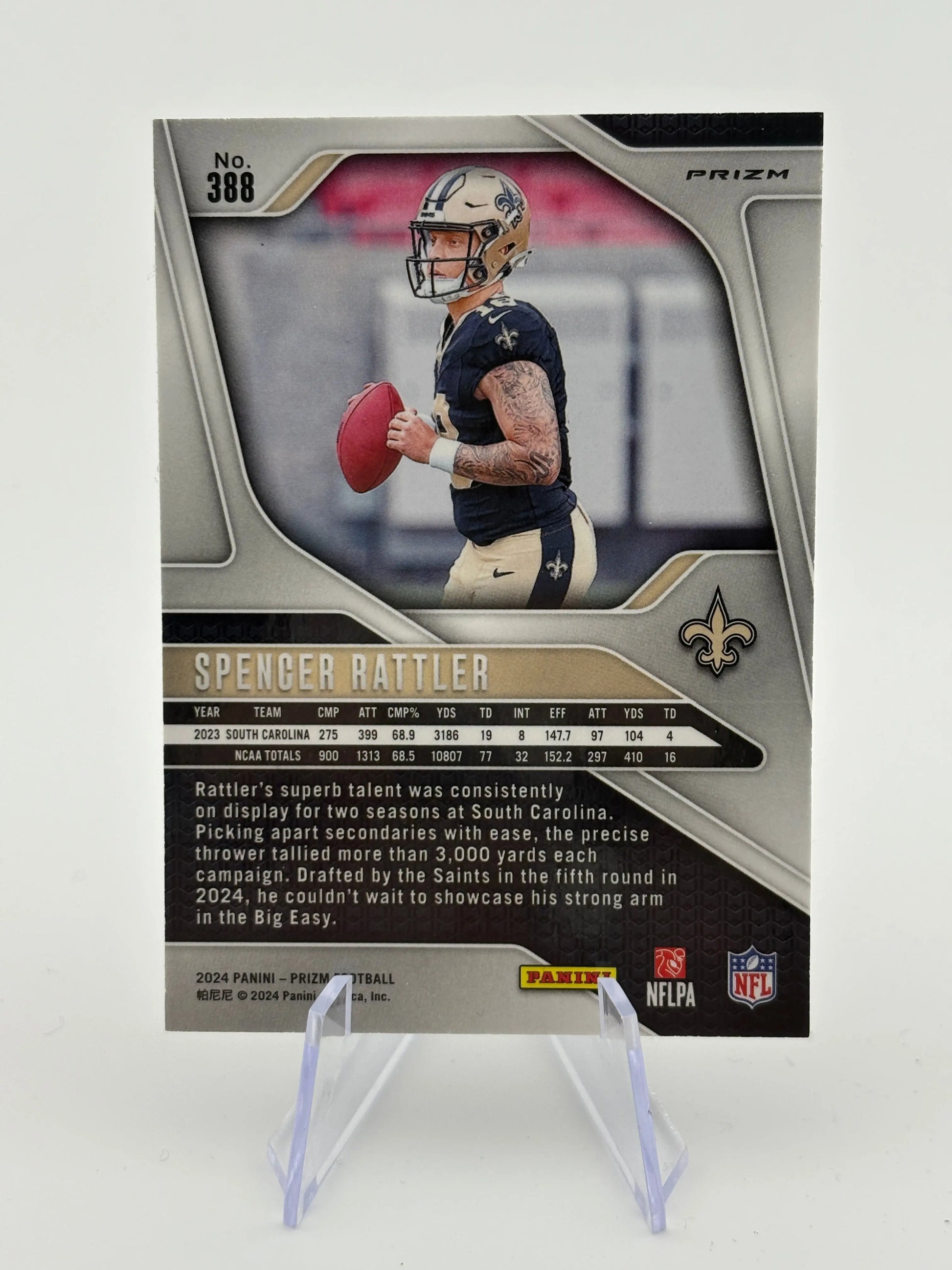 2024 Panini Prizm Spencer Rattler RC Black & White Checkerboard #388 Saints FRENLY BRICKS - Open 7 Days