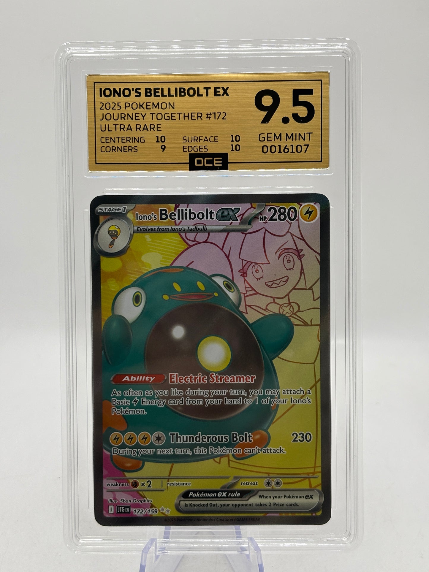 Pokemon 2025 Journey Together - Iono’s Bellibolt EX 172/159 Full Art OCE 9.5