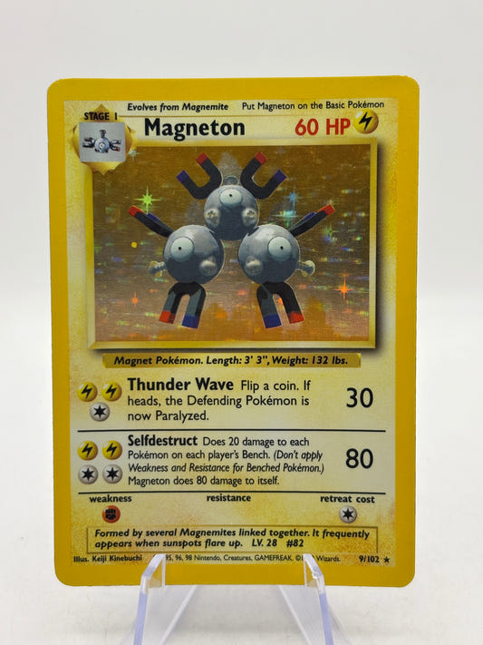Pokemon TCG WOTC Base Set Unlimited - Magneton 9/102 Holo Rare MP - photo 1