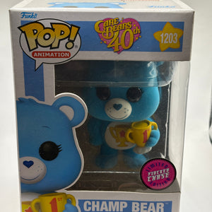 Funko POP! Animation Care Bears 40th #1203 Champ Bear Limited Flocked Chase FRENLY BRICKS - Open 7 Days
