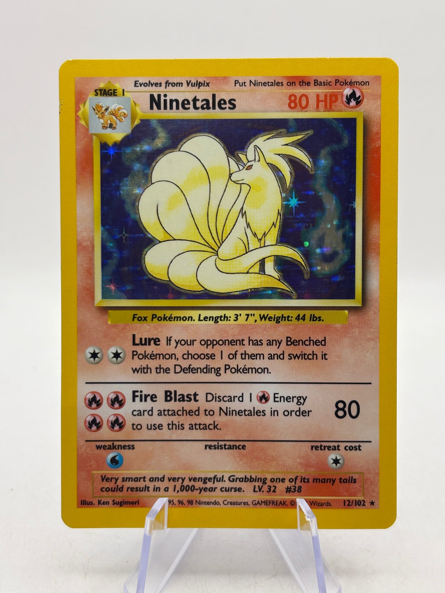 Pokemon TCG WOTC Base Set Unlimited - Ninetales 12/102 Holo Rare DMG