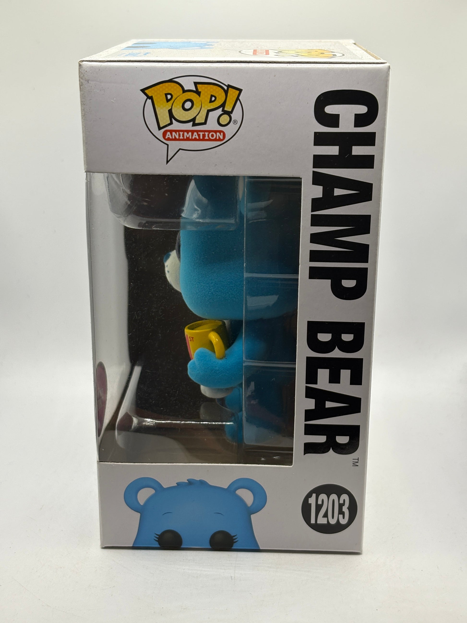 Funko POP! Animation Care Bears 40th #1203 Champ Bear Limited Flocked Chase FRENLY BRICKS - Open 7 Days
