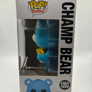 Funko POP! Animation Care Bears 40th #1203 Champ Bear Limited Flocked Chase FRENLY BRICKS - Open 7 Days