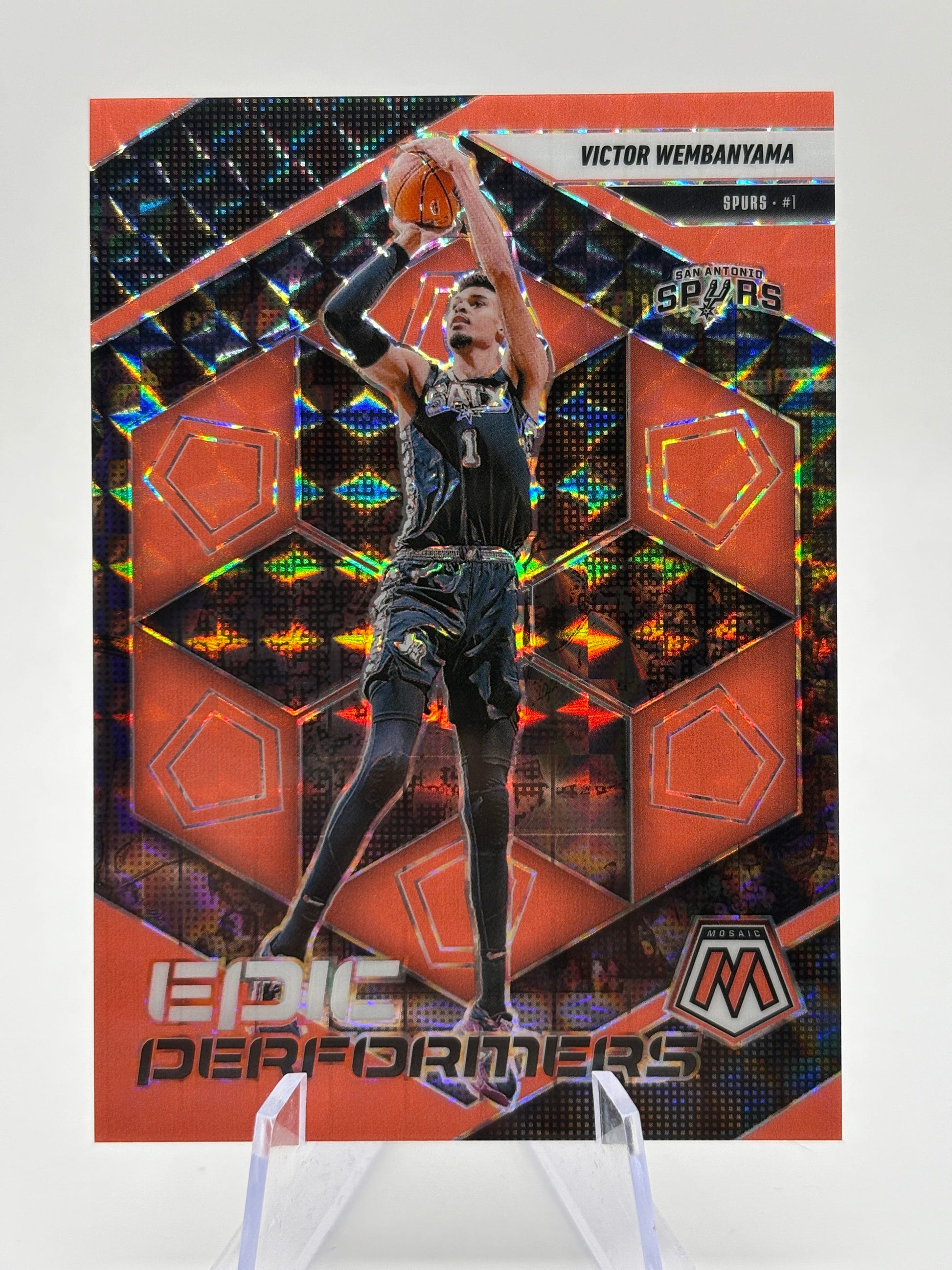 2024-25 Panini Mosaic Victor Wembanyama Epic Performers /75 Orange Fluorescent FRENLY BRICKS - Open 7 Days image 1
