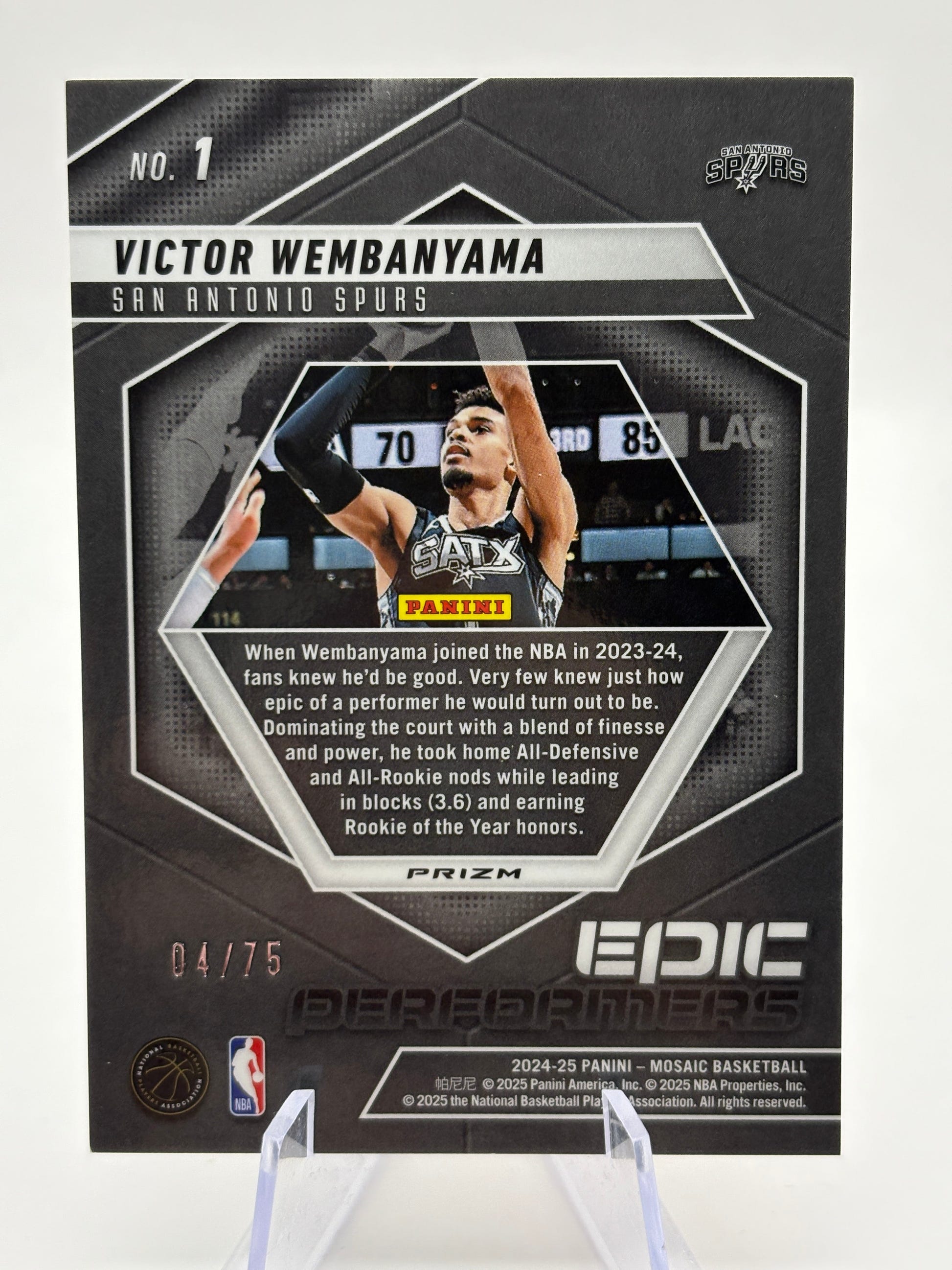 2024-25 Panini Mosaic Victor Wembanyama Epic Performers /75 Orange Fluorescent FRENLY BRICKS - Open 7 Days image 2