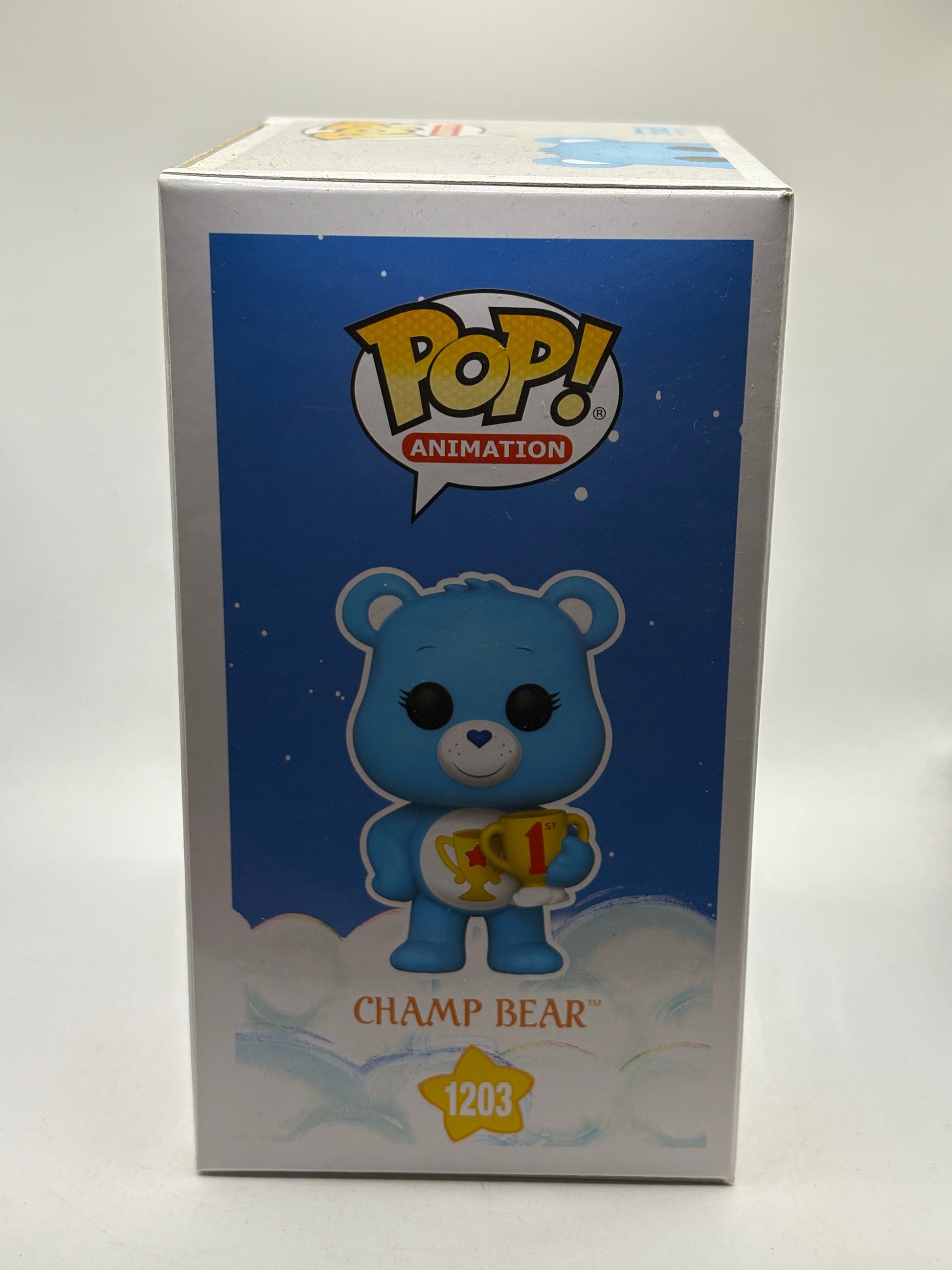 Funko POP! Animation Care Bears 40th #1203 Champ Bear Limited Flocked Chase FRENLY BRICKS - Open 7 Days