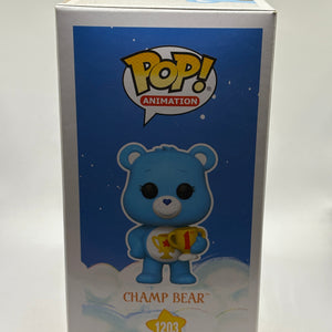 Funko POP! Animation Care Bears 40th #1203 Champ Bear Limited Flocked Chase FRENLY BRICKS - Open 7 Days