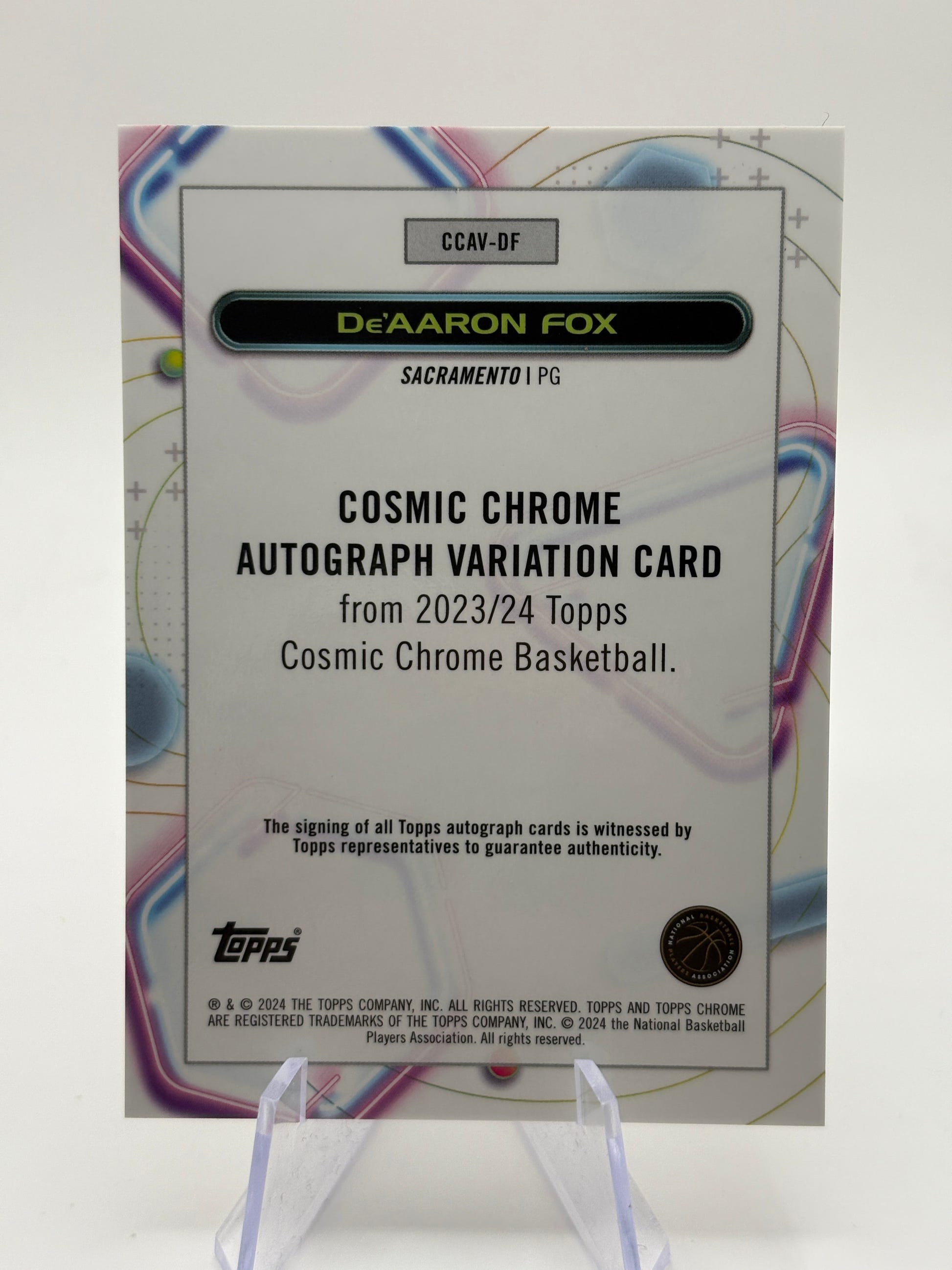 2023 - 2024 Topps Cosmic Chrome De'Aaron Fox Gold  /50 CCAV-DF Auto Autograph FRENLY BRICKS - Open 7 Days image 2