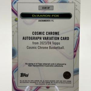 2023 - 2024 Topps Cosmic Chrome De'Aaron Fox Gold  /50 CCAV-DF Auto Autograph FRENLY BRICKS - Open 7 Days