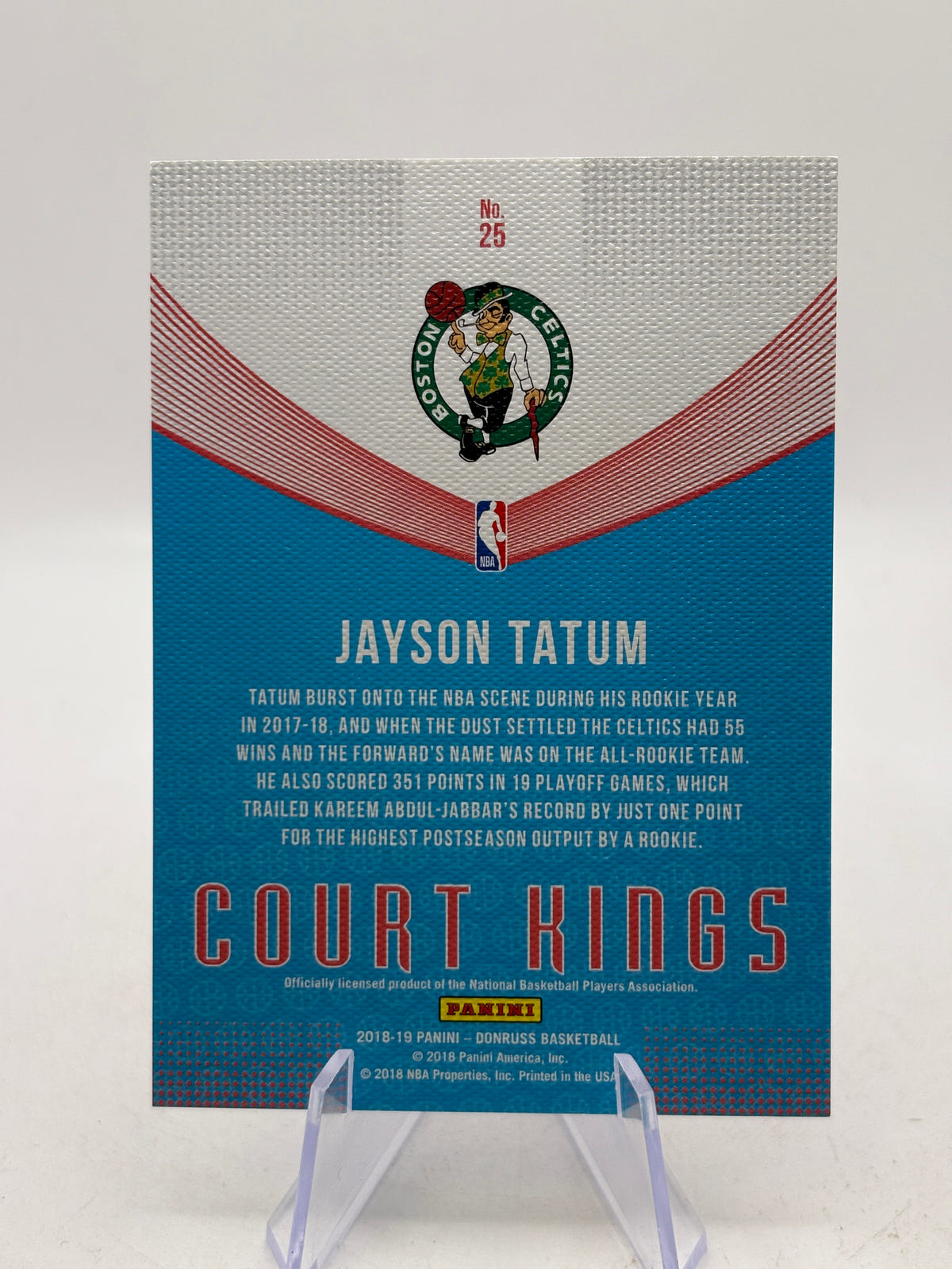 2018-19 Panini Donruss Basketball #25 Jayson Tatum Press Proof /49 image 2