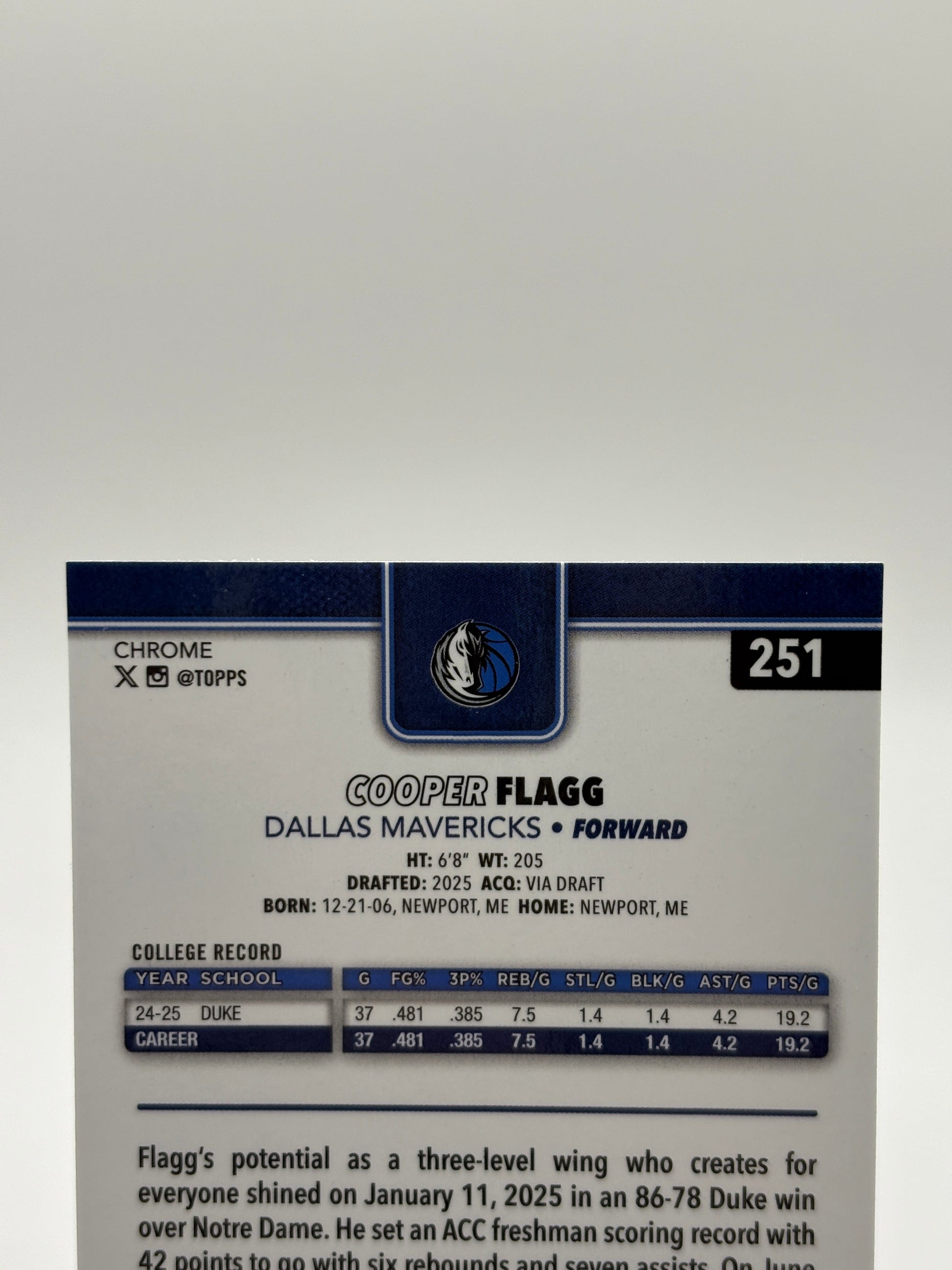 2025-26 Topps Chrome Cooper Flagg RC #251 Base FRENLY BRICKS - Open 7 Days image 3