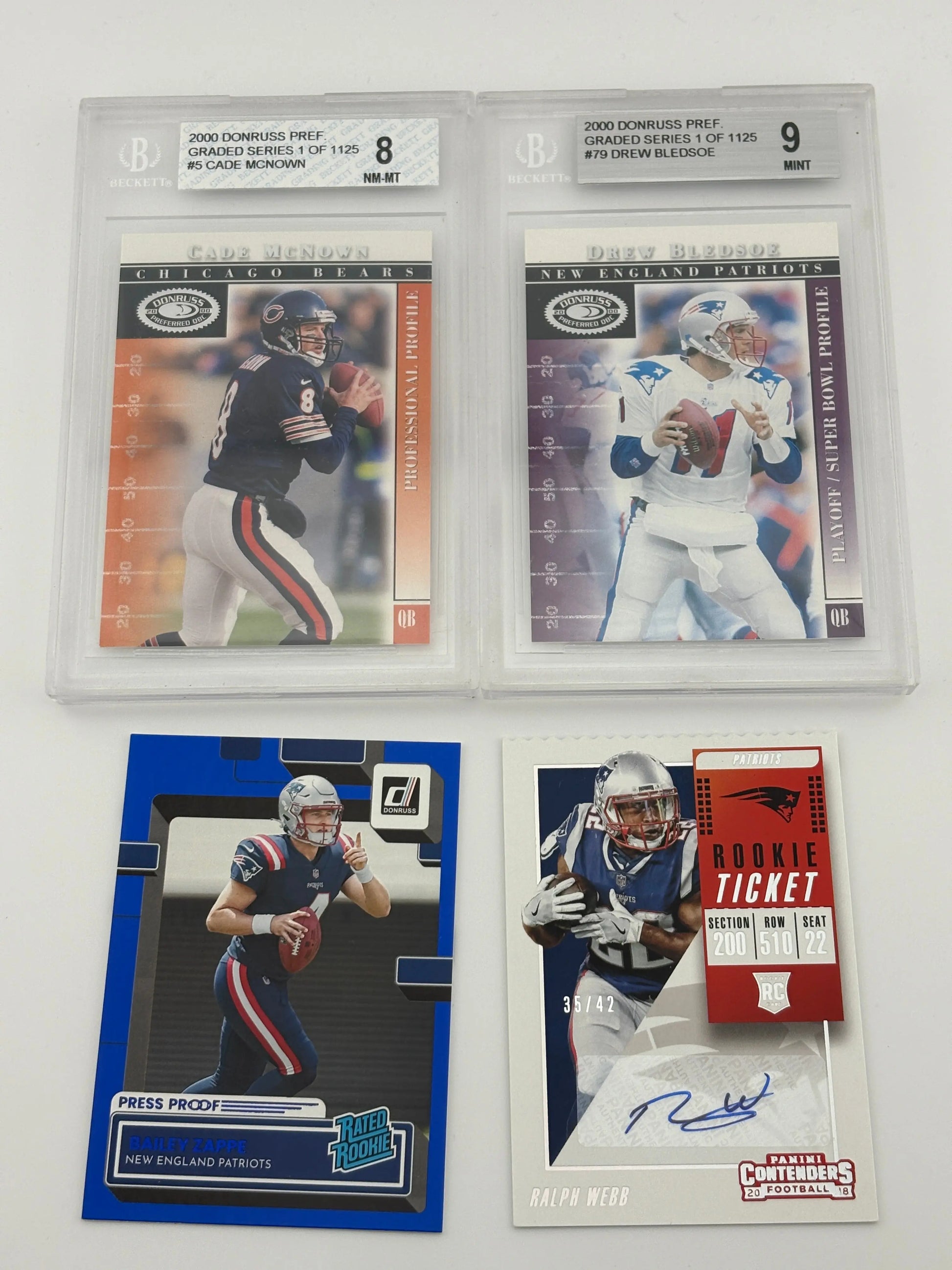 NFL Sports New England Patriots Card Lot - Drew Bledsoe, Graded, Rookie FRENLY BRICKS - Open 7 Days