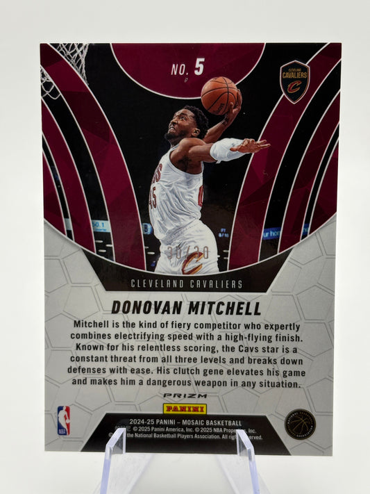 2024-25 Panini Mosaic - Elevate Donovan Mitchell #5 Mosaic Prizm 30/30 Book End FRENLY BRICKS - Open 7 Days