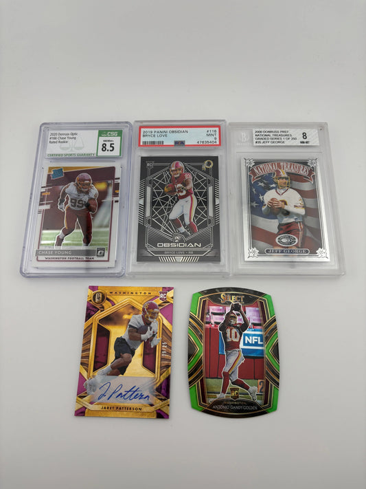 NFL Sports Washington Football Team Card Lot - Bryce Love, Rookies, Auto, Graded FRENLY BRICKS - Open 7 Days