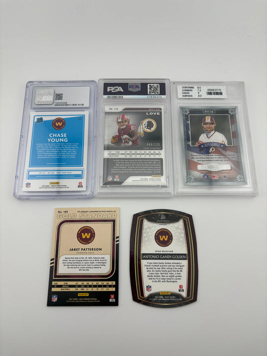 NFL Sports Washington Football Team Card Lot - Bryce Love, Rookies, Auto, Graded FRENLY BRICKS - Open 7 Days