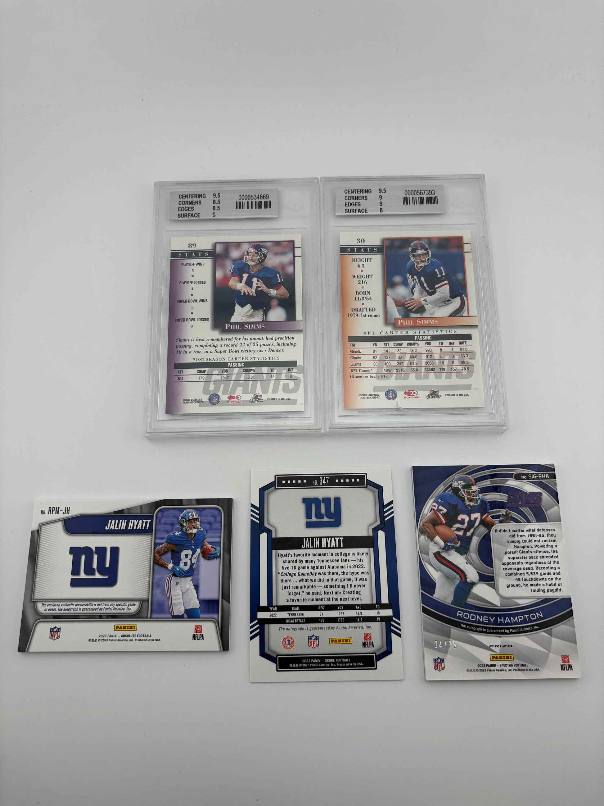 NFL Sports New York Giants Card Lot - Jalin Hyatt, Rookies, Auto, Graded FRENLY BRICKS - Open 7 Days