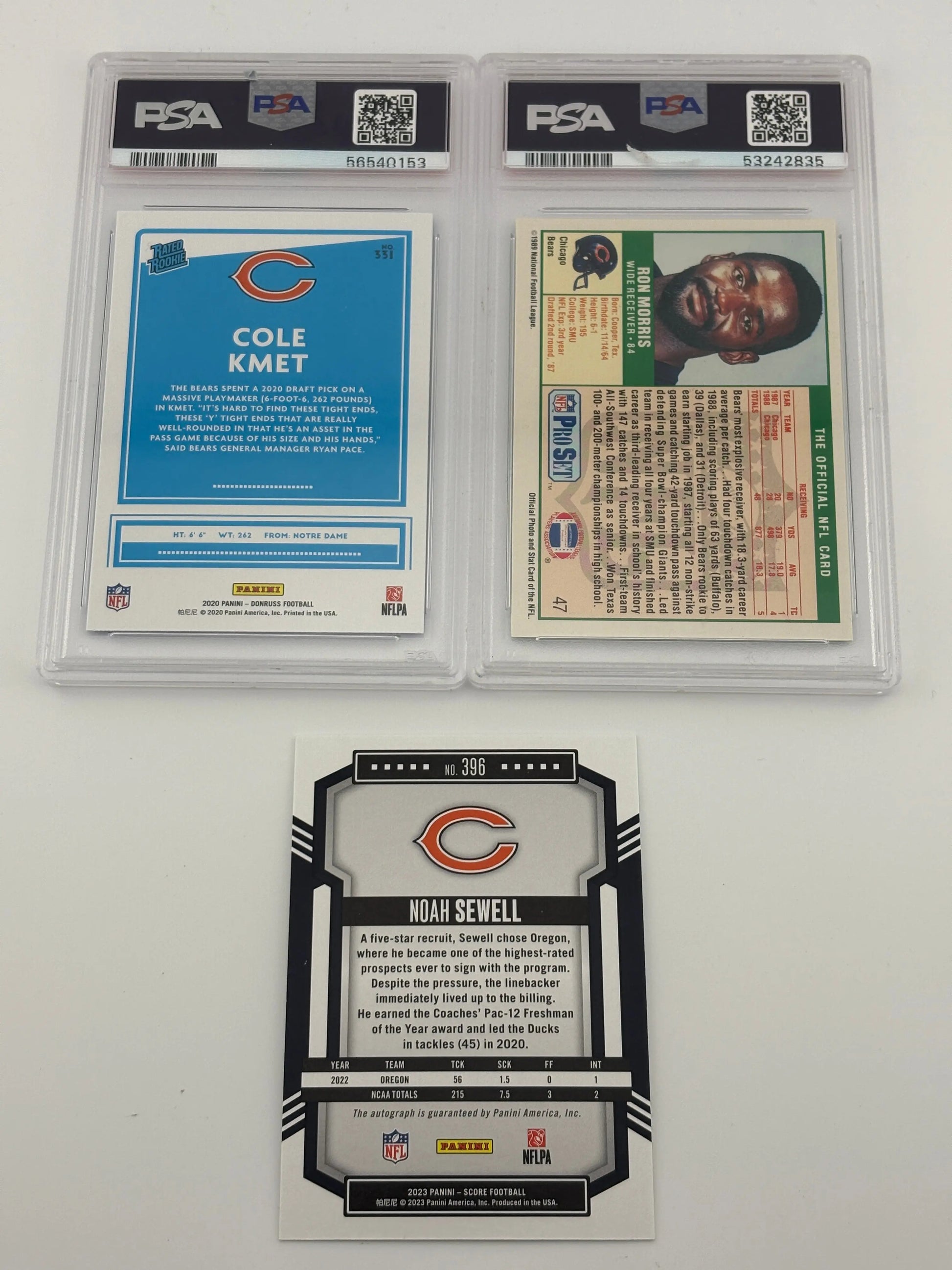 NFL Sports Chicago Bears Card Lot - Noah Sewell, Rookie, Auto, Graded FRENLY BRICKS - Open 7 Days