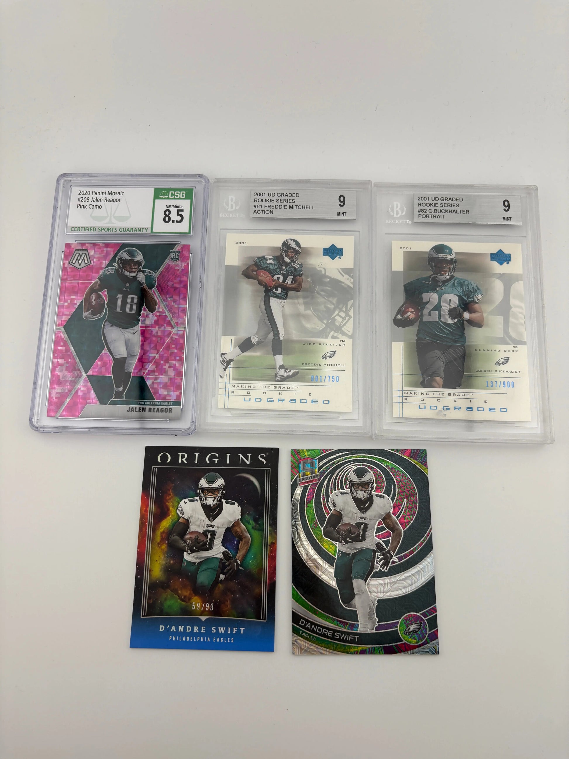 NFL Sports Philadelphia Eagles Card Lot - D’Andre Swift, Graded, Numbered FRENLY BRICKS - Open 7 Days