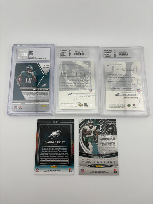NFL Sports Philadelphia Eagles Card Lot - D’Andre Swift, Graded, Numbered FRENLY BRICKS - Open 7 Days